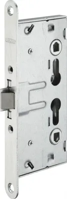 Image de Boitier de serrure encastrable à cylindre pour porte de chaufferie, axe 65mm, industrie, bouts ronds, zingué - THIRARD
