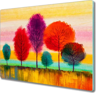Produktbild von Coloray Kochplattenabdeckung Herdabdeckplatte 60x52 cm Hackbrett Schneidebrett Küchenbrett - Bäume