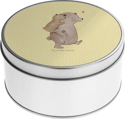 Produktbild von Mr. & Mrs. Panda Dose Papa Bär - Gelb Pastell - Geschenk, Teedose, Bruder, keksdosen, Vatertag, Papi, Geburtstag, Kaffeedose, Keksdose, Vorratsdosen