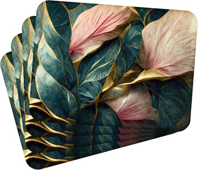 Obrázek produktu pro Sada 4 prostírání 40x30 cm Leaves with Gold 1 prostírání Omyvatelné - žáruvzdorný korkový podklad odolává teplotám 100 °C