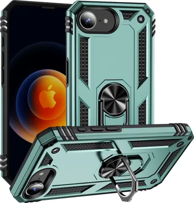 Obrázek produktu pro Pouzdro pro iPhone 16e/iPhone 17e dvouvrstvé robustní, vojenská ochrana pouzdro s držákem prstenu a stojánkem zelené