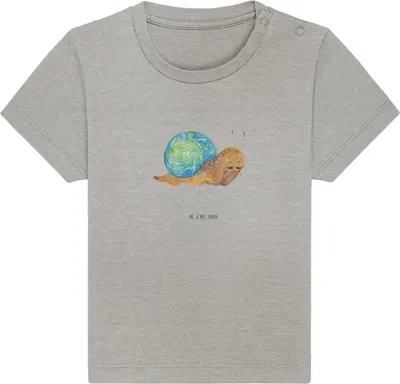 Produktbild von Mr. & Mrs. Panda  T-Shirt Schnecke Sir 0. - 6. Monat - Heather Grey - Geschenk, Weisheit, Babyshirt, Lebenszeit, Baby Oberteil, Shirt, Motivation, Lustige Sprüche
