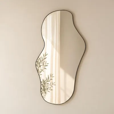Produktbild von Indore Home – Troas Spiegel – organische Form – asymmetrisch – Wandspiegel – 110 cm – schwarz