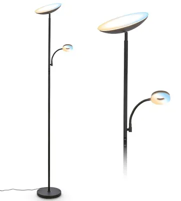 Produktbild von Briloner LED Stehlampe mit Lesearm Ø24x180 cm 21,4W 2660lm 3000K-6500K Warmweiß Bis Tageslichtweiß Stufenlos Dimmbar Schwarz - Deckenfluter Wohnzimmer Leselampe
