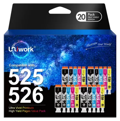 Productafbeelding van Inktcartridges voor Canon printers - Zwart, cyaan, magenta, geel - 20-pack