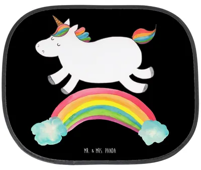Produktbild von Mr. & Mrs. Panda Sonnenschutz Auto Einhorn Regenbogen - Schwarz - Geschenk, Sonnenblende, Glitzer, Einhornpower, für, autofenster, Seitenscheibe, Erwachsenwerden, Unicorn