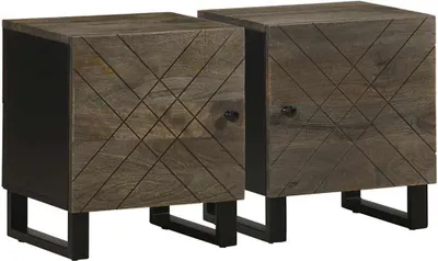 Produktbild von Nachttische 2 Stk. Schwarz 40x33x46 cm Massivholz Mango