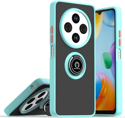 Image de Etui pour Xiaomi Redmi 14C étui TPU translucide mat avec support d'anneau et stand Bleu