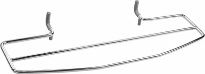 A chrome-plated towel rack designed to attach to a radiator.