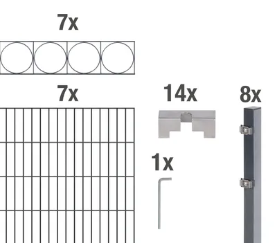 Produktbild von Alberts Doppelstabmattenzaun Oslo, Höhe 100 cm, Länge 14 m, 2 m Matte, anthrazit, zum Einbetonieren