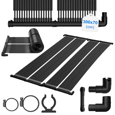 Produktbild von QEENTOE Solar Poolheizmatte 300x140cm, UV-beständiger Kunststoff Solarkollektor für Schwimmbad, erweiterbar Solarheizung Warmwasser inkl. Adapter