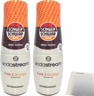 Produktbild von SodaStream schwip schwap zero Getränke-Sirup Cola&Orange ohne Zucker 2er Pack (2x0,44l Flasche) + usy Block