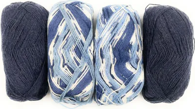 Produktbild von 200g (4x50g) Sockenwolle 75% Schurwolle Handstrickgarn Strick, Farbe:Blau