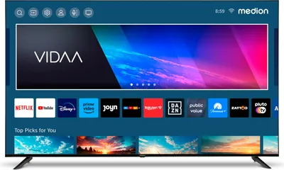 Produktbild von MEDION X16514 (MD 31643) 163,8 cm (65 Zoll) Fernseher (Smart-TV, 4K Ultra HD, HDR, VIDAA Store, Netflix, Prime Video, Disney+, DAZN, Paramount+, HbbTV, PVR, Bluetooth)