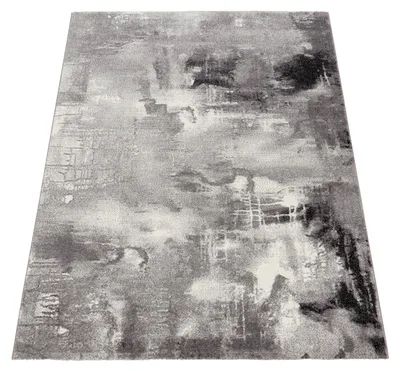 Produktbild von Teppich Modern Designer Teppich Leinwand Optik Grau Schwarz Weiss Meliert Grösse 80x150 cm