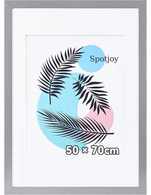 Obrázek produktu pro Rám na obrázky 50 x 70 cm, imitace dřeva (MDF), s akrylovým sklem, určený k zavěšení na zeď, barva: stříbrně šedá