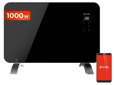 Immagine prodotto di EVVO Convettore C Vetro Wifi Radiatore, 1000 W, Touch screen, Telecomando, Timer, Stand a Piedi (1.000 W