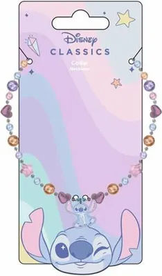 A product package for a Disney Lilo & Stitch necklace, featuring the character Stitch.