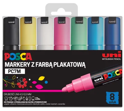 Produktbild von Markery plakatowe Uni Posca PC-7M 8 kolorów