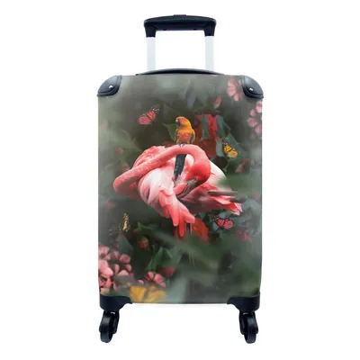 Produktbild von MuchoWow® Koffer Handgepäck Trolley Rollkoffer Kleine Reisekoffer mit 4 Rollen - Dschungel - Flamingo - Vogel - Pflanzen - Cabin Size < 55x40x23 cm & 55x40x20 cm - Fotokoffer - Kabinenkoffer - Boardgepäck - Reise-Box - Reisekoffer - Reisegepäck - Koffer mit Bild - Trolley für Kinder