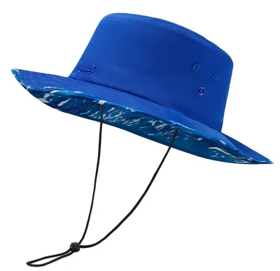 Produktbild von Sonnenhut Gestreift mit klappbarem Kragen, UV-Schutz UPF 50+, Royal Blue / Blue Ocean Water, Größe M