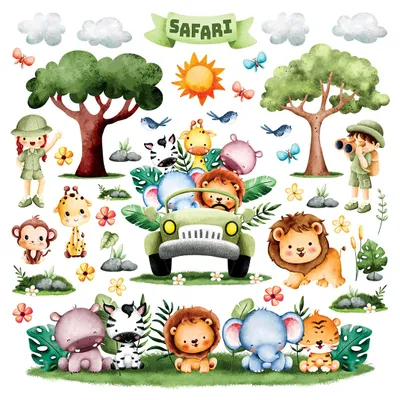 Produktbild von AG Design Wandstickers Safari, 30 x 30 cm