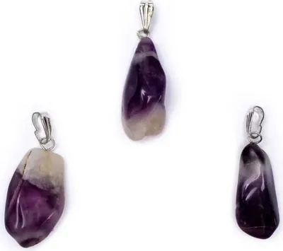 Produktbild von Chevron-Amethyst-Edelstein-Anhängerstift, gebohrt – Packung mit 5 Stück – ± 2–3 cm
