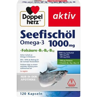 Obrázok produktu pre Doppelherz Sea Fish Oil Omega-3 1.000 mg+Fols.Caps. 120 ks