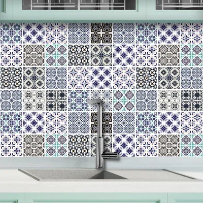 Image de Lot de 32 autocollants imitation carrelage - Adhésifs pour salle de bain et cuisine - 10 x 10 cm
