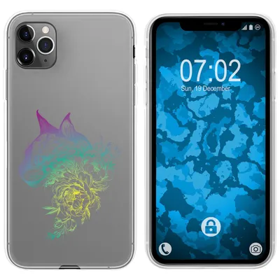Produktbild von PhoneNatic Case kompatibel mit Apple iPhone 11 Pro Max Silikon-Hülle Floral Katze M2-4