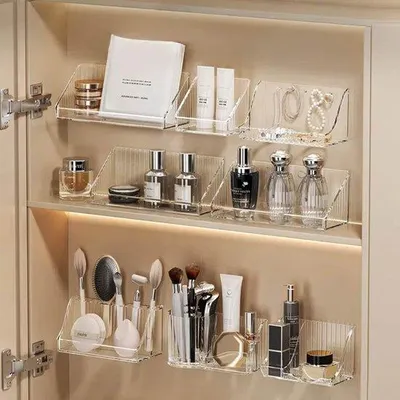 Imagen del producto de Organizador de maquillaje - soporte de espejo multifuncional - 28 x 12,5 x 20 cm