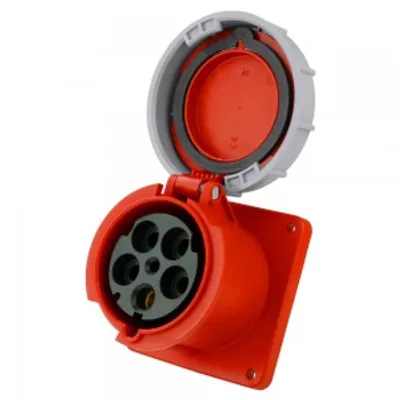 Produktbild von Anbausteckdose 125A 5P Einbausteckdose gerade 6h 400V IP67 Anbaudose rot grau Twist Typ 345 PCE 0674