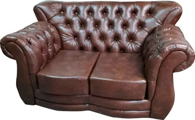 Obrázek produktu pro Pohovka Chesterfield 2místné pohovky Hnědá kožená pohovka Pohovky