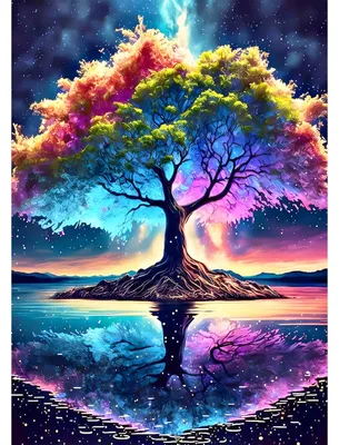 Produktbild von 5D Diamond Painting Set - Landschaftsmotiv Baum - DIY Bastelset für Wanddekoration - 30x40 cm
