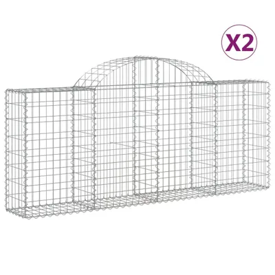 Produktbild von Gabionen mit Hochbogen 2 Stk. 200x30x80/100 cm Verzinktes Eisen