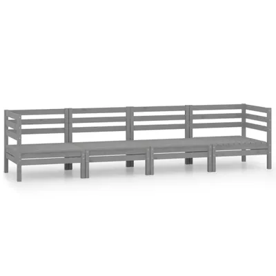 Produktbild von 4-tlg. Garten-Lounge-Set Grau Kiefer Massivholz