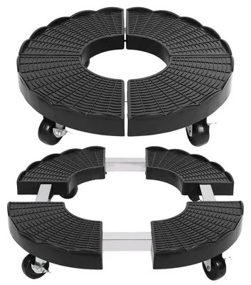 Obrázek produktu pro Nastavitelný vozík na rostliny, průměr 38–50 cm, nosnost 150 kg, s otočnými kolečky o 360°, vhodný pro použití v interiéru i exteriéru