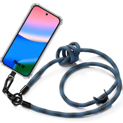Image de Coque pour Google Pixel 10, Silicone Antichoc Renforcée avec Cordon Détachable Bleu