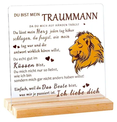 Produktbild von Acryltafel "DU BIST MEIN TRAUMMANN" für Ihn, Geschenk für Männer, Ehemann, Freund