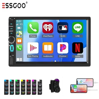 Obrázok produktu pre Autorádio 2 DIN s dotykovým displejom, 7 palcov, s funkciami Apple CarPlay, Android Auto, Bluetooth, USB, RDS, FM rádio, podpora formátov MP3 a MP5, ovládanie z volantu, handsfree, ekvalizér, 4 kanály