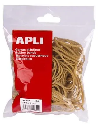 Productafbeelding van Elastische bruine rubberband, 60x2 mm, 100 gram.