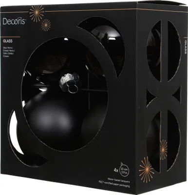 Produktbild von Weihnachtskugeln Glas 10cm 4 Stück - Schwarz