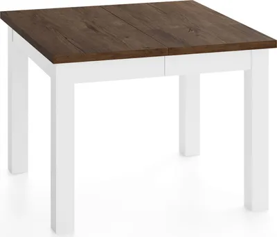 Produktbild von Quadratischer Esstisch Ausziehbar 90 bis 190 cm – Verlängerbar, für 4-10 Personen mit Weißen Holzbeinen – Tisch für Wohnzimmer & Esszimmer in Eiche Braun Rustikal