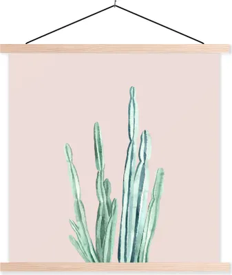 Produktbild von MuchoWow® Textilposter Kaktus - Sukkulenten - Rosa 120x120 cm mit holzfarbenen Rahmen - Textil-Poster