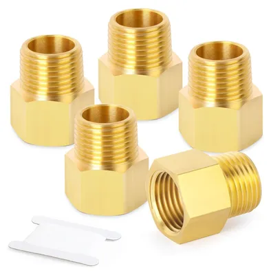 Image de 5 raccords en laiton pour tuyaux, adaptateurs de réduction, filetage BSP de 1/2 pouce