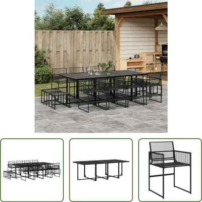 Produktbild von The Living Store 13-tlg. Garten-Essgruppe Schwarz Poly Rattan