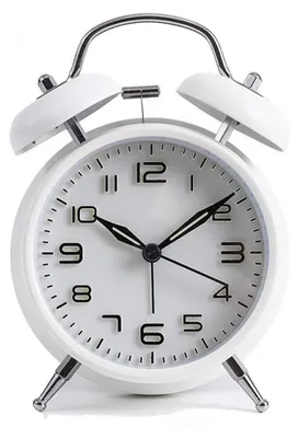 Klassischer Analogwecker mit Nachtlicht, Snooze, Doppelklingel – Weiß
