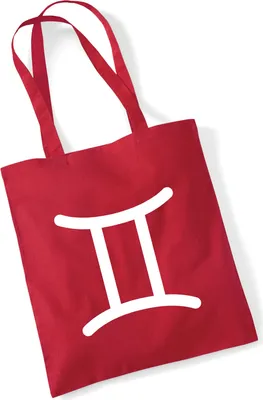 Produktbild von Huuraa Jutebeutel Zwillinge Sternzeichen Zeichen 10 Liter Classic Red Baumwolle Tasche Geschenkidee