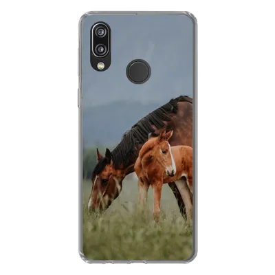 Produktbild von MuchoWow® Handyhülle Schutzhülle Hülle für Huawei P20 Lite (2020) Pferde - Fohlen - Natur Silikon Softcase Handy Hülle - Kartenhalter
