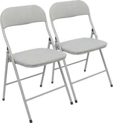 Produktbild von Harbour Housewares Stoffgepolsterte Metallklappstühle – Grau – 2er-Pack